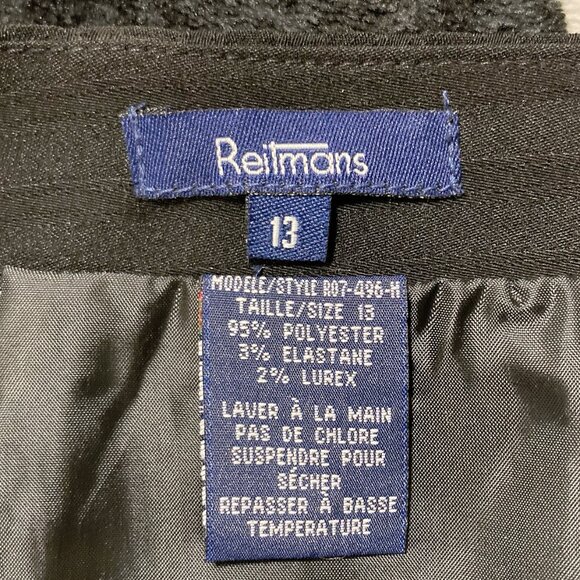 REITMANS Black ribbed pencil skirt ~ Y2K goth MEDIUM LARGE striped lined skirt - Picture 2 of 14